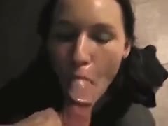 My neighbor's wild, normal-looking, dark-haired girlfriend swallows my rod.